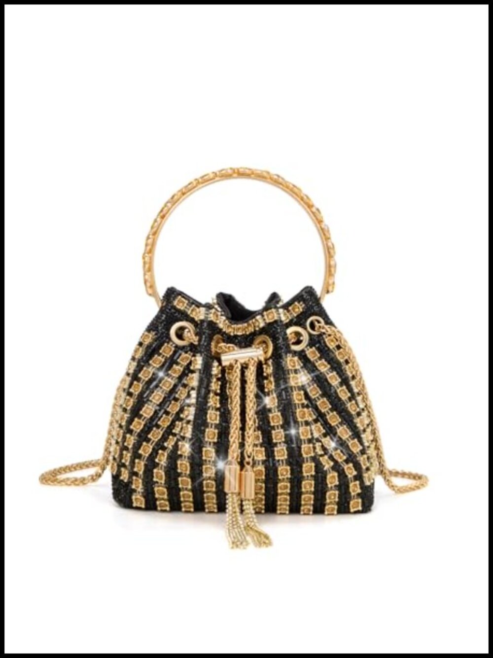 Rhinestone Clutch Purse Evening Bag with Detachable Chain